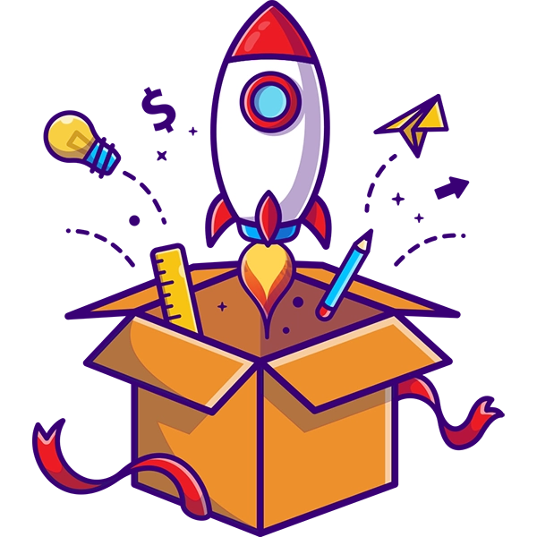 Creative idea development concept out of the box