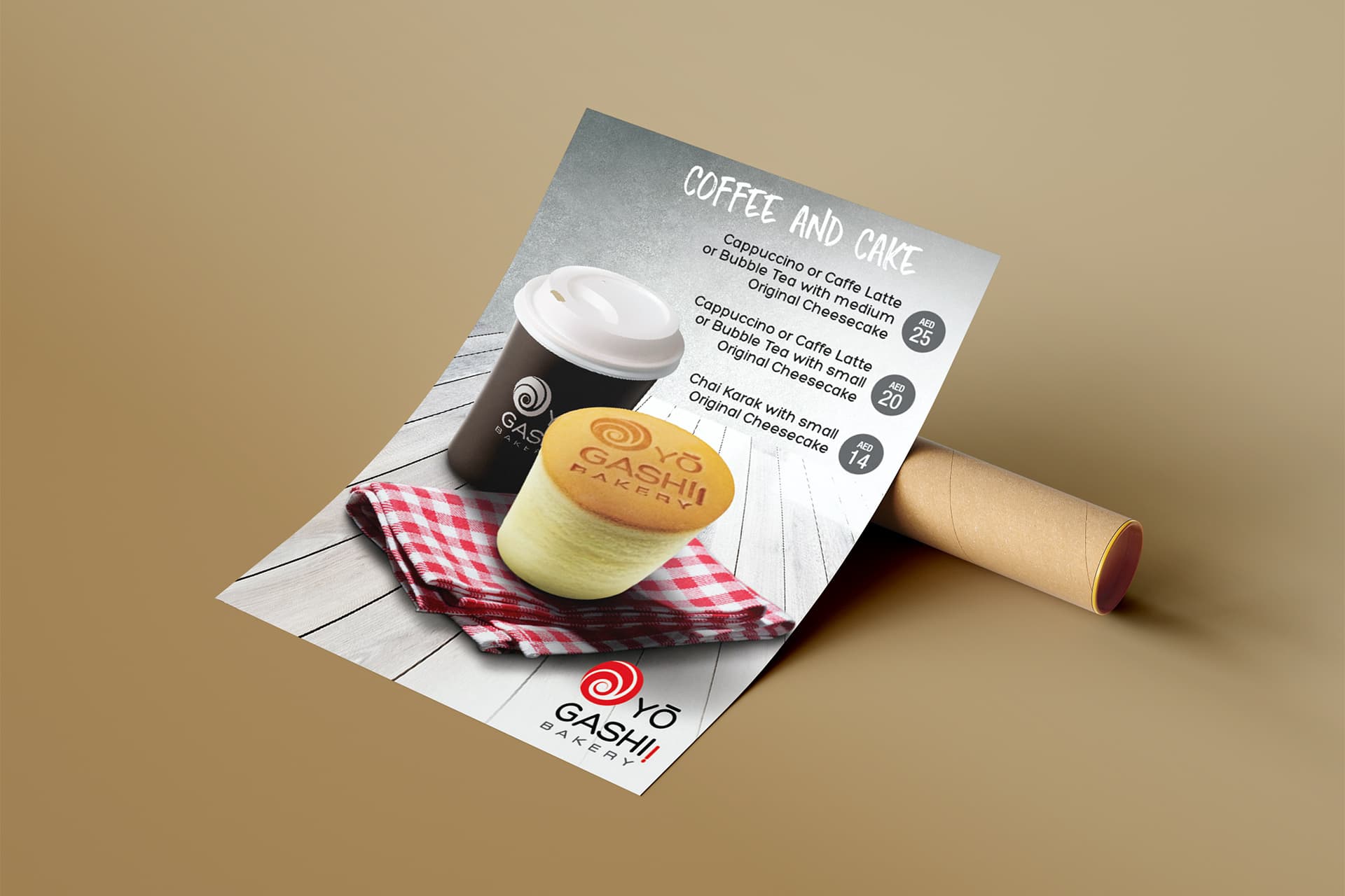 Yogashi bakery flyer design Dubai